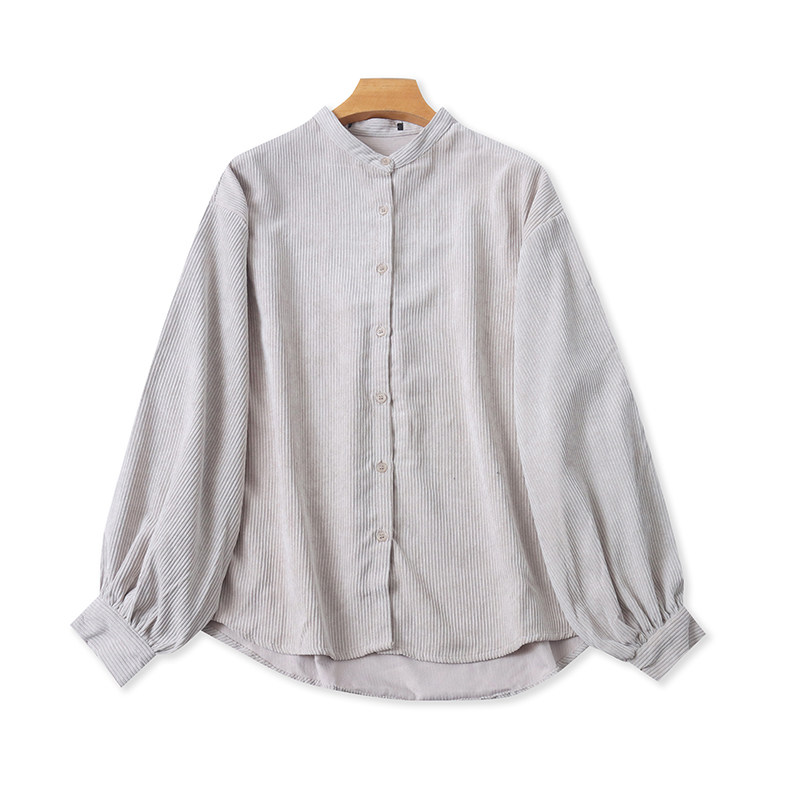 立领灯芯绒长袖衬衫 春秋新款显瘦纽扣开衫衬衣女士外贸上衣09402,女装/女士精品,衬衫,淘宝优惠券,粉丝福利购,淘宝优惠卷