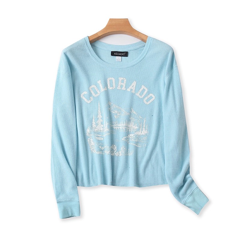 圆领字母针织T恤衫春秋季新款