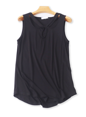 V领镂空背心 夏季新款弹力打底无袖体恤 女外贸纯色显瘦上衣18343