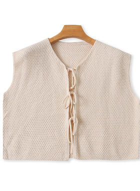 V领针织系带背心 春秋新款时尚无袖马甲 女罩衫宽松显瘦上衣15154