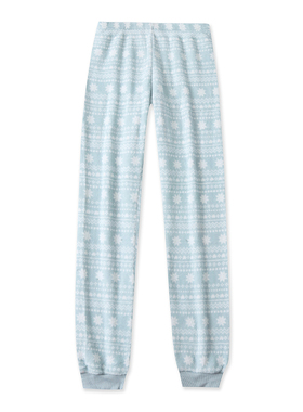 绒绒印花睡裤 松紧腰保暖裤子 秋冬新款收脚口宽松女家居裤 16294