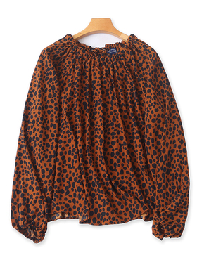 一字肩露肩系带衬衫 春秋新款长袖宽松显瘦衬衣 女套头上衣 16364