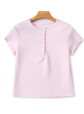 外贸圆领短袖T恤衫 夏季新款弹力修身体恤衫 女短款时尚上衣10514