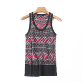 春秋无袖 上衣I 显瘦打底背心 V领钩花马甲 女装 套头宽松针织衫