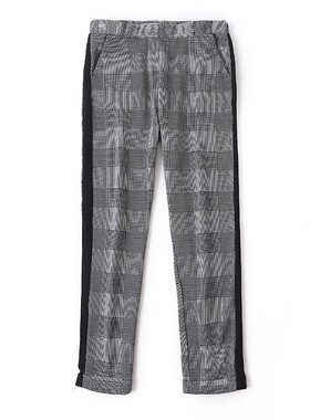 松紧腰千鸟格休闲裤 春秋新款小脚微弹力百搭直筒女士九分裤12533