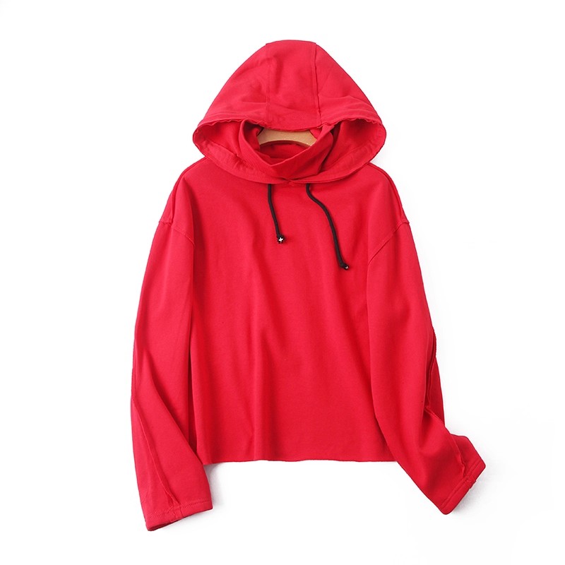 外贸连帽加绒假两件卫衣时尚宽松