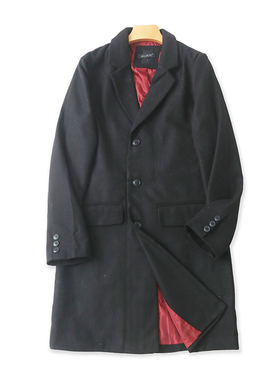 翻领毛呢大衣 春秋新款宽松休闲纽扣开衫 女上衣中长款外套 14024