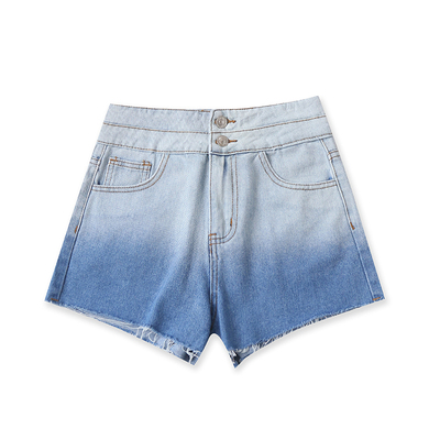 百搭短裤夏季渐变色毛边