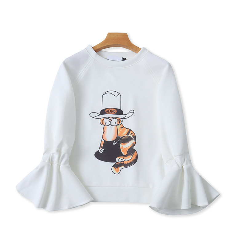 圆领卡通喇叭袖卫衣 春秋新款外贸宽松休闲T恤女打底衫上衣 14332,女装/女士精品,卫衣/绒衫,淘宝优惠券,粉丝福利购,淘宝优惠卷