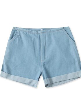 夏季卷口宽松百搭牛仔短裤女款