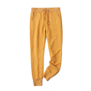 子K 松紧腰暗纹休闲小脚裤 百搭女宽松裤 收脚口卫裤 14底 春秋新款