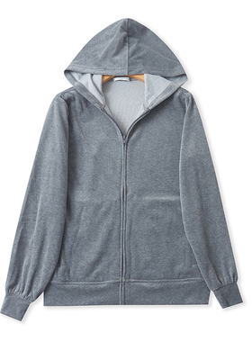 外贸连帽丝绒卫衣 春秋新款宽松时尚女拉链开衫长袖上衣外套20392