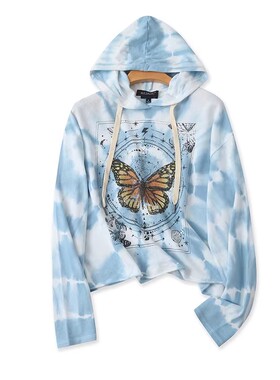 外贸连帽墨染印花卫衣 春秋新款长袖外套显瘦打底衫宽松上衣24043