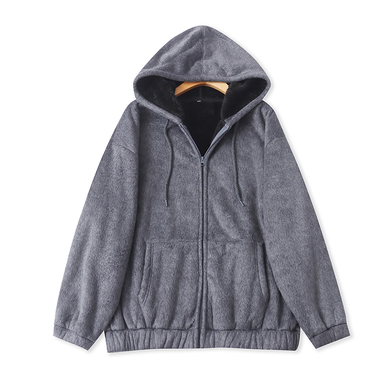 外贸连帽加绒卫衣秋冬新款保暖