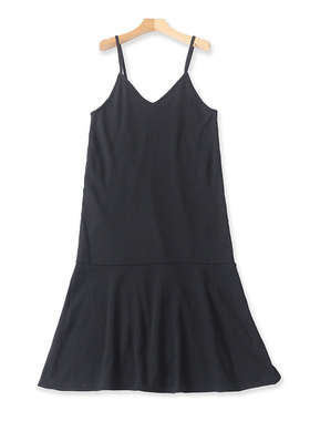 外贸加绒吊带背心裙 秋冬新款时尚保暖中长款女套头显瘦裙子15423