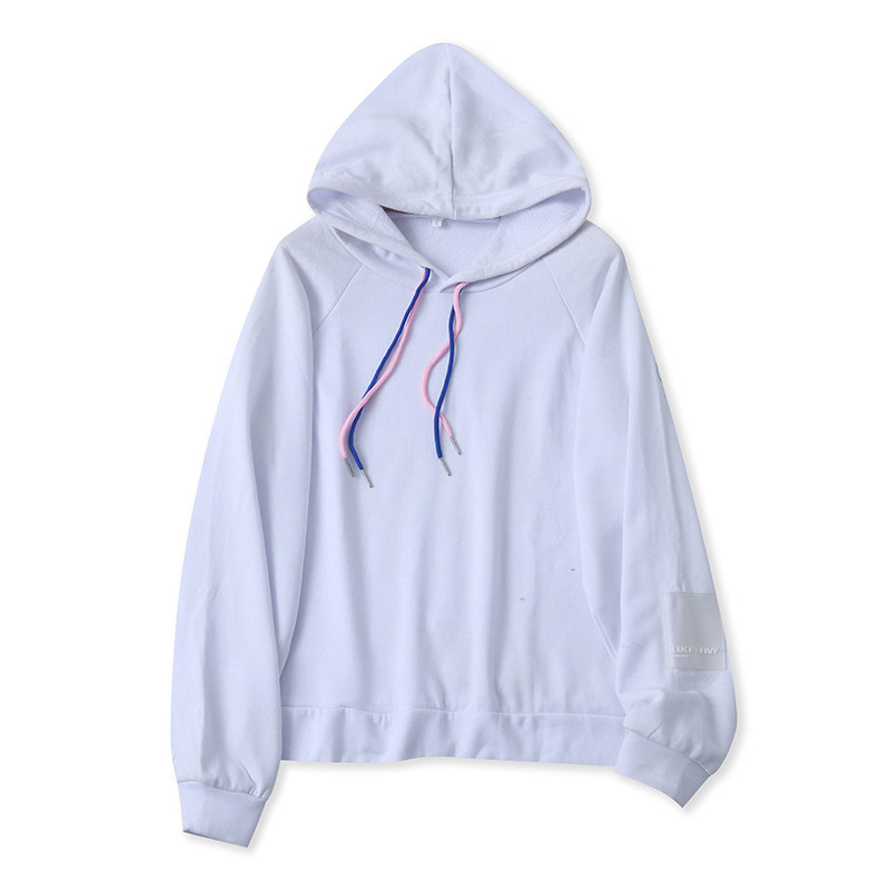 外贸毛圈连帽卫衣 春秋新款长袖显瘦女帽衫宽松休闲套头上衣12454