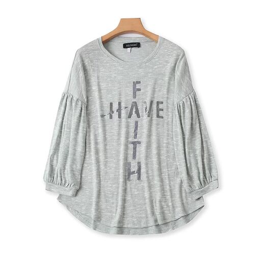 夏季大码宽松灯笼袖圆领T恤女