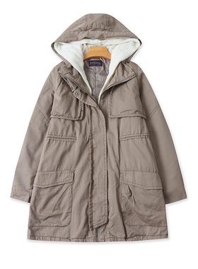 外贸可脱卸内胆连帽棉衣 春秋新款中长风衣 女拉链棉服外套 18181