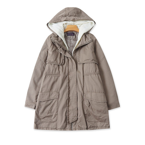 爱丽爱熙中长可脱卸内胆棉衣外套