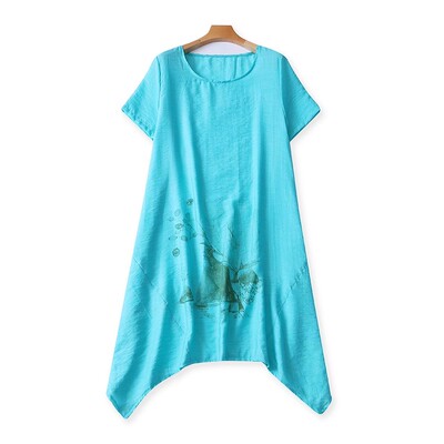 百搭印花连衣裙大摆长裙