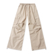 外贸松紧腰工装 子02224 多袋直筒褶皱宽松休闲女阔腿裤 裤 春秋新款
