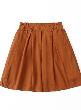 半松紧腰收褶半身裙 夏季新款蓬蓬裙女外贸显瘦短款A字裙子 23021