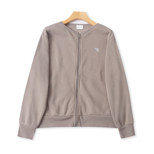 日单圆领加绒外套 春秋新款时尚拉链卫衣女休闲宽松绒衫上衣12483