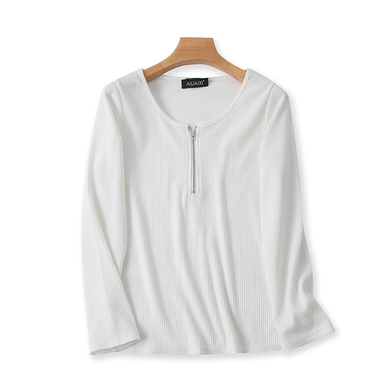 长袖常规拉链半开衫修身款