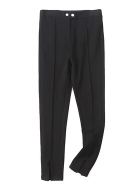 气质铅笔裤春秋小脚裤 新款打底裤休闲修身开叉女士九分裤子16234