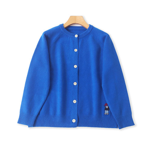 时尚圆领刺绣针织衫长袖开衫洋气