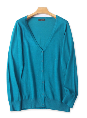 V领针织衫 春秋新款长袖纽扣开衫 外贸显瘦宽松女士打底上衣22282