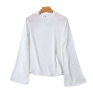 宽松休闲防晒衬衣女罩衫 喇叭袖 时尚 夏新款 上衣06042 立领微透衬衫