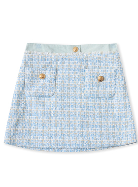 外贸小香风包臀裙 春秋新款花呢时尚A字短裙子 女显瘦半身裙14292