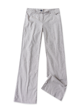 外贸千鸟格微喇叭裤 夏季新款百搭时尚显瘦女休闲宽松长裤子24304