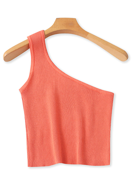 斜肩弹力背心 夏季新款百搭修身针织马甲 女打底衫显瘦上衣 02062