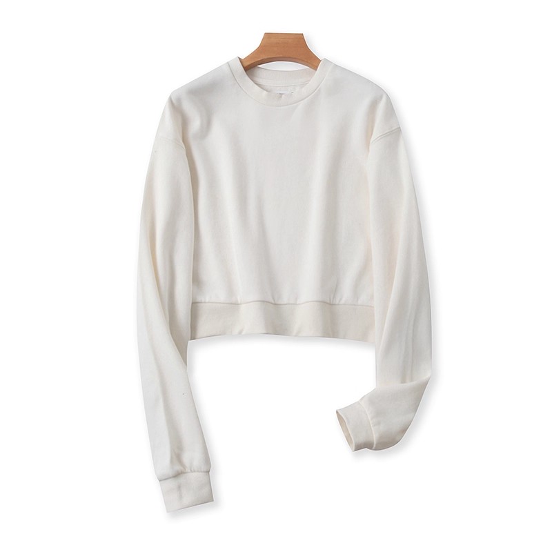 外贸拉绒圆领棉短款卫衣时尚宽松