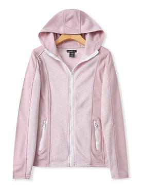 外贸加绒拉链卫衣 秋冬新款修身拼色连帽开衫女上衣运动外套01062