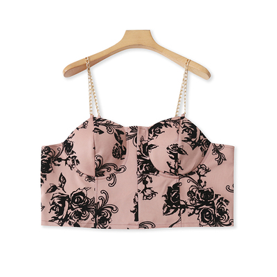 植绒背心金属吊带短款上衣