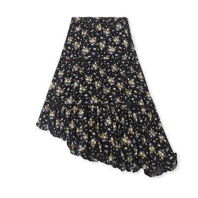 碎花松紧腰半身裙夏季新款错层百搭A字显瘦长款裙子13012