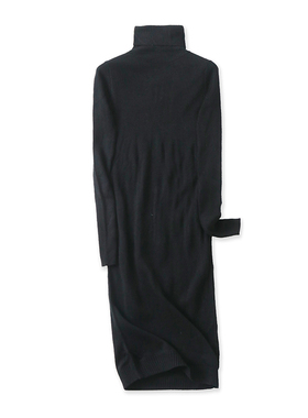 高领针织连衣裙 春秋新款长袖弹力毛衣裙女套头长款打底裙子18044