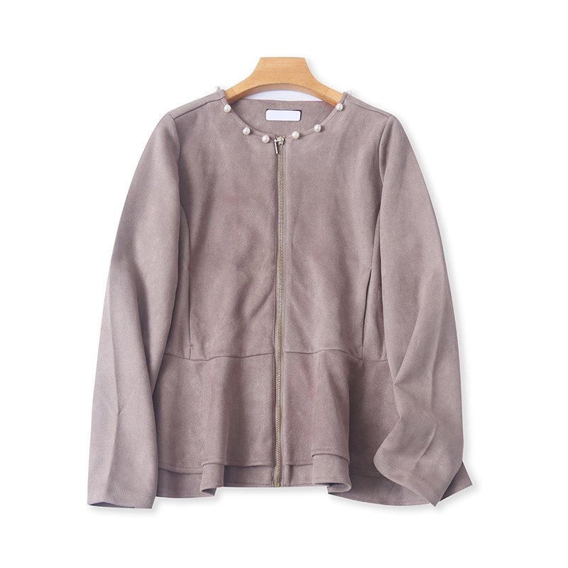 爱丽爱熙百搭外套麂皮绒钉珠上衣