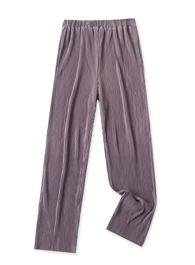 松紧腰褶皱休闲裤 春秋新款外贸宽松弹力直筒裤女时尚长裤子03033