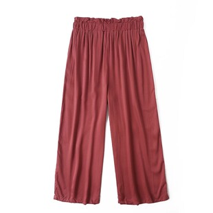 木耳边阔腿裤 外贸直筒裤 春秋新款 九分宽松女松紧腰休闲裤