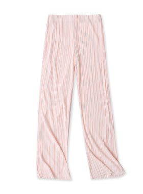 松紧腰褶皱休闲阔腿裤 夏季新款薄款显瘦直筒时尚女宽松裤子16164