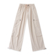 多袋裤 春秋新款 时尚 外贸松紧腰工装 女宽松休闲阔腿直筒裤 子14043