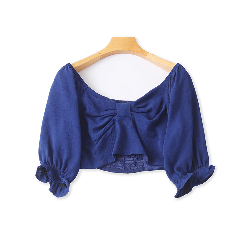 长袖百搭薄款一字肩小衫