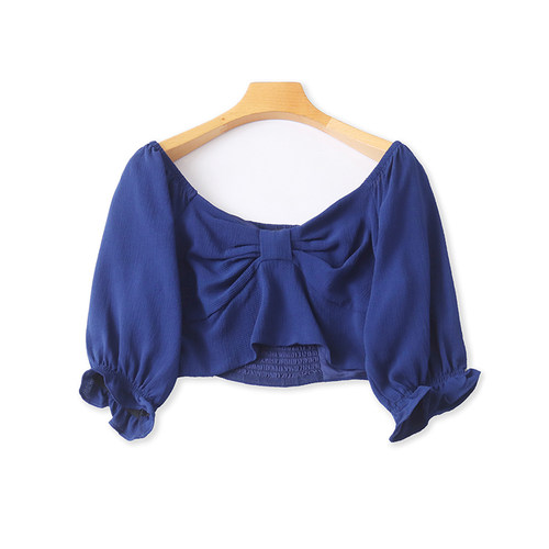 长袖百搭薄款一字肩小衫