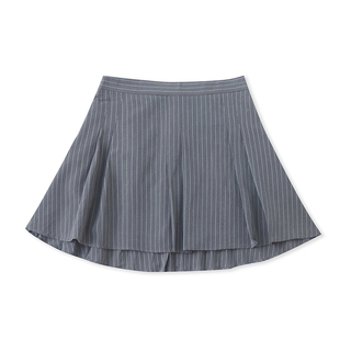 外贸学院风竖条纹半身裙 夏季新款A字收褶女包臀显瘦短款裙子1222