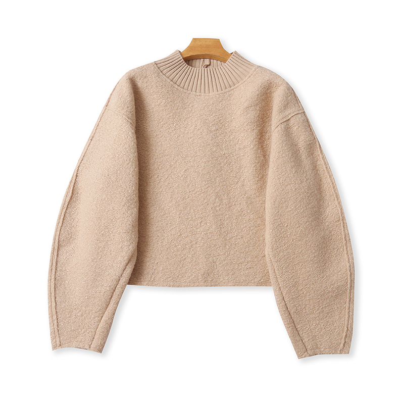 外贸珠皮呢立领宽松长袖卫衣时尚