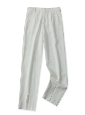 高腰休闲开叉裤 夏季新款百搭时尚女直筒长裤 外贸纯色裤子 22082